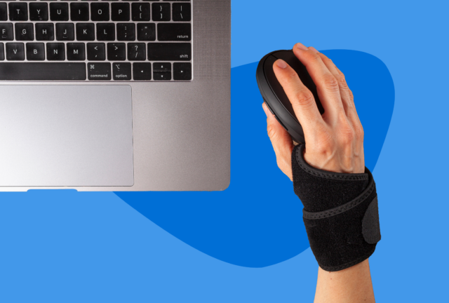 Wrist wrap to support hand with mouse usage.