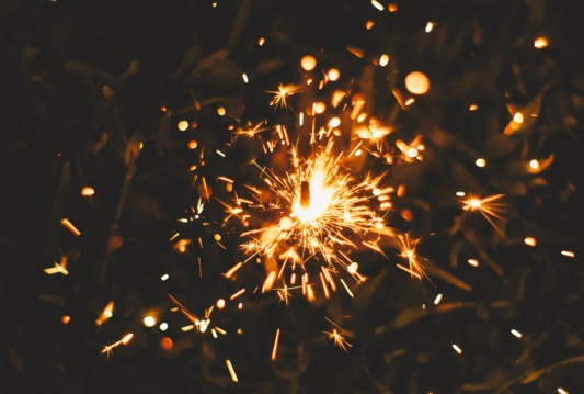 A firework sparkler burning