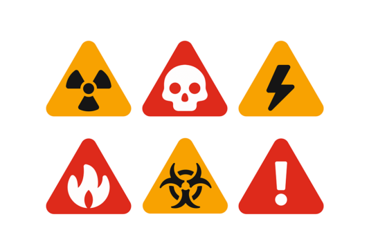 6 different hazard signs